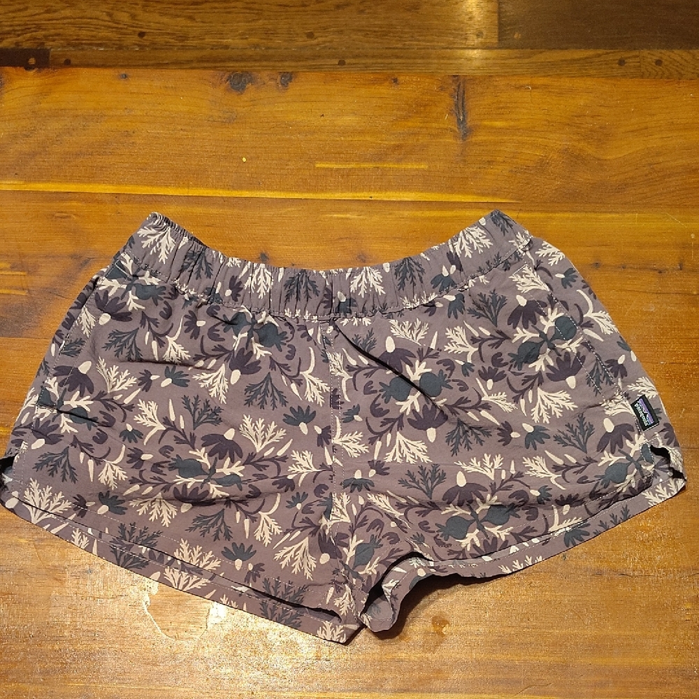 Patagonia Floral Athletic Shorts - Gray and Cream
